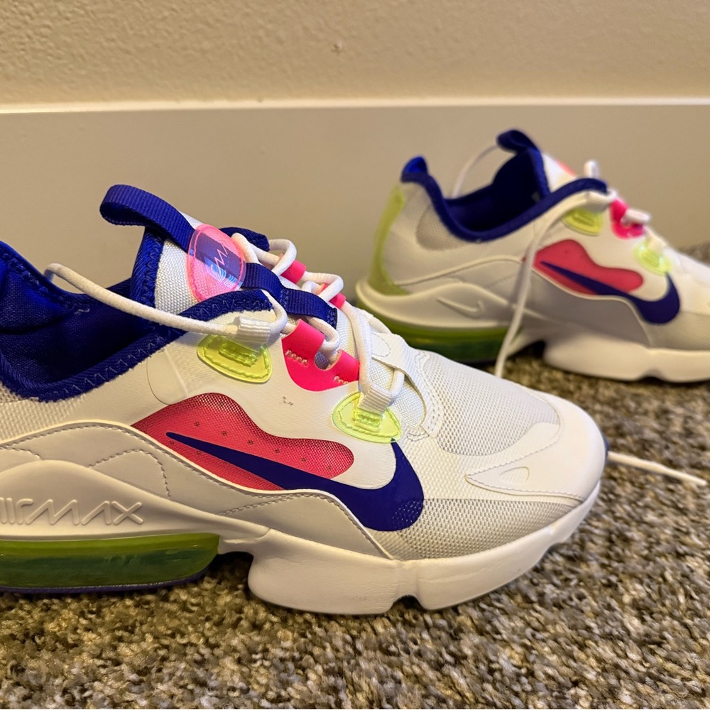 Women’s Nike Athletic Shoes White and Blue with Chunky Design and Thick Sole